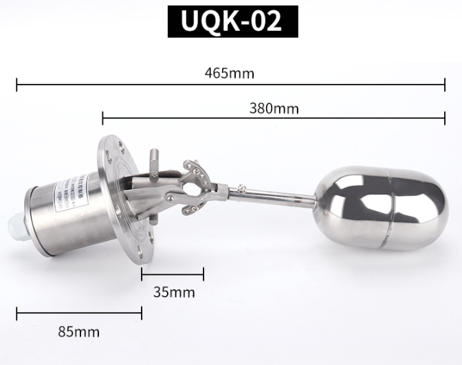 UQK Stainless Steel Ball Float Level Switch 24V DC High Temperature