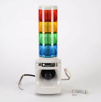 Patlite LKEH-402FVF-RYGB-EX LED Zone 22 Light and MP3 Field Programmable Horn, Zone 2, Flush Mount, 4-Stack