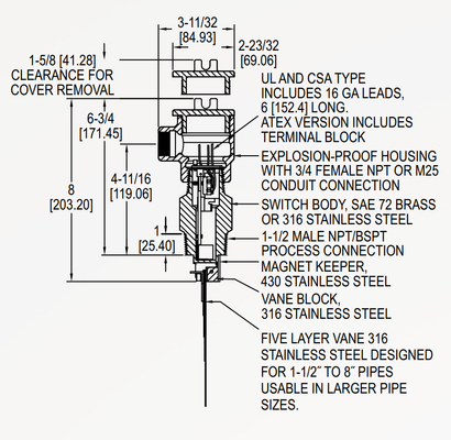 Dwyer Flow Switch V4-SS-U-AT-316