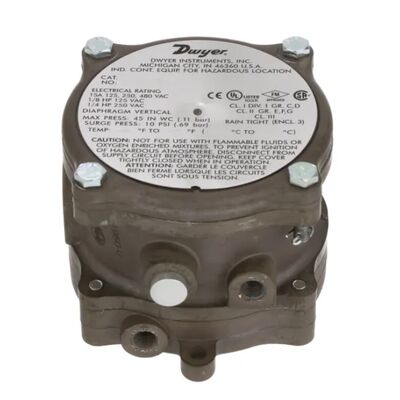 Dwyer Instruments 1950-0-2F Differential Pressure Switch, Explosion Proof, .15-.50in w.c.