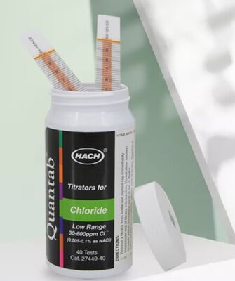 hach Chloride QuanTab Test Strips, 30-600 mg/L，Product Number: 2744940