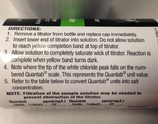hach Chloride QuanTab Test Strips, 30-600 mg/L，Product Number: 2744940