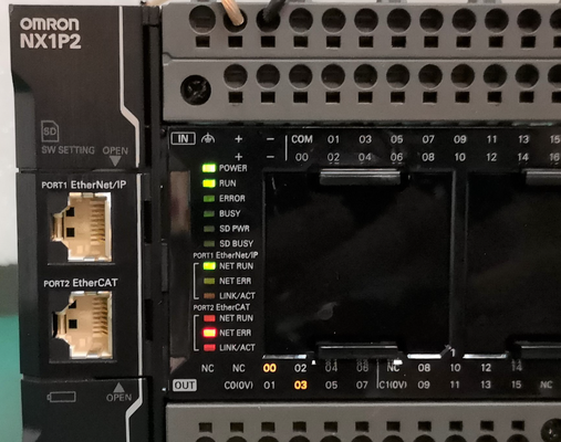 OMRON NX1P programable logic controller built-in EtherNet/IP up to 32 connections, EtherCAT up to 2 synchronous axes 