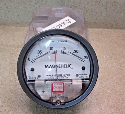 Dwyer Pointer Differential Pressure Gauge 2000 0-0.25 WC  Dwyer 2000-00 Magnehelic