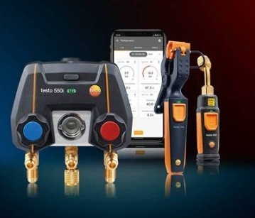 Testo 550i Smart Kit App-controlled Digital Manifold With Wireless Clamp Temperature Probes NTC