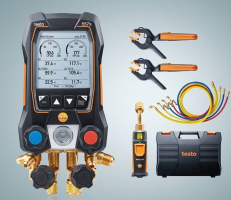 Testo 550i Smart Kit App-controlled Digital Manifold With Wireless Clamp Temperature Probes NTC