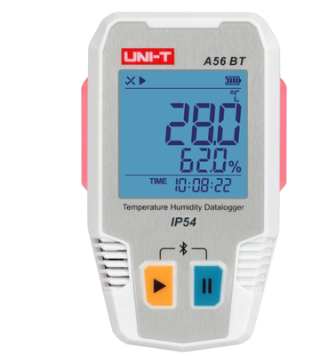 UNI-T A56 BT High Precision IP54 Temperature Humidity Datalogger with Automatic Recording and LED Alarm