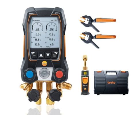 testo 557s Smart Vacuum Kit - Smart digital manifold with wireless vacuum and clamp temperature probes