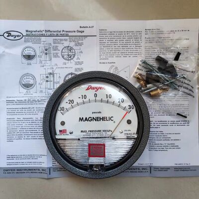 Dwyer Series-2000-Magnehelic 2300-60PA Differential Pressure Gauge with 4 Inch Dial, No Power Needed and IP67 Rating