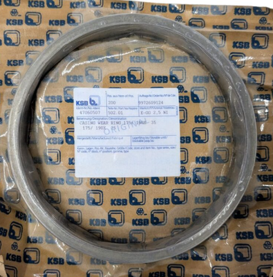 KSB Wear Ring, P.N#11300255, Pos#502, for Pump KRTK40-250/54WGH-S (XB11F15WPS),S.N#9972449907/400/2