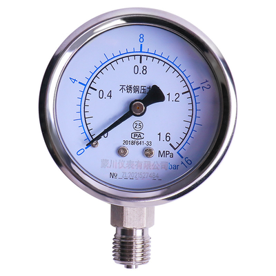 304 316L Stainless Steel Pressure Gauge Radial Diff Pressure Gauge Shake Resist