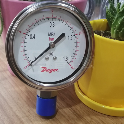 SG1 Industrial Pressure Gauge 2.5% FS 316 SS Brass Wetted Parts Dual PSI Bar 100 KPa
