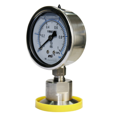 Sanitary Diaphragm Pressure Gauge Water Hydraulic Oil 60mm Dial