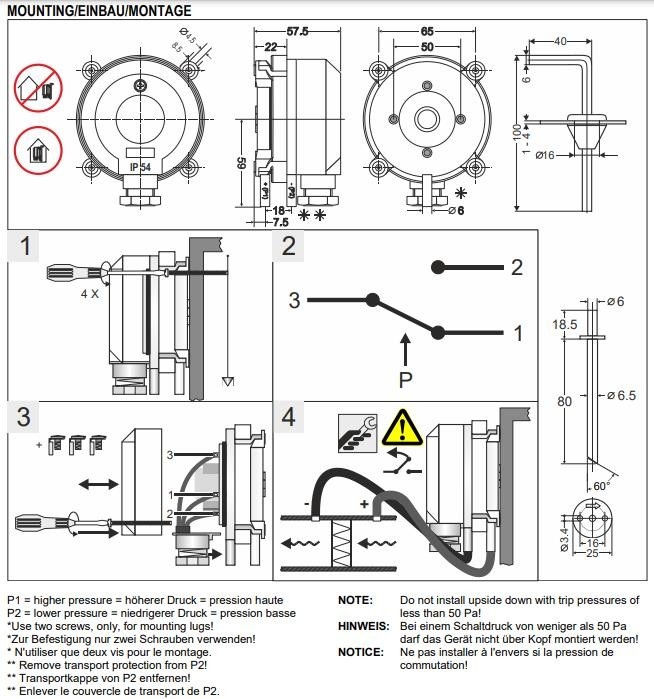 Honeywell DPS Series Differential Pressure Switch DPS200A 20200Pa